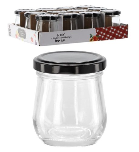 Befőttes üveg "csonka gúla" hosszított 100ml+tető