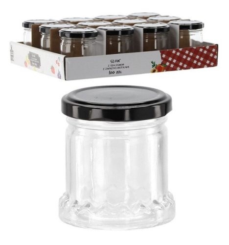 Befőttes üveg mintás talpazat 100ml+tető