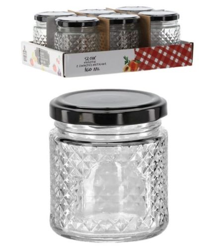 Befőttes üveg kristály mintás 160ml+tető