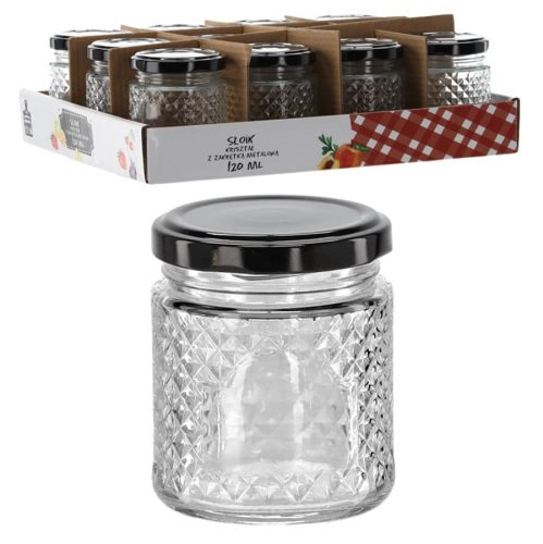 Befőttes üveg kristály mintás 120ml+tető