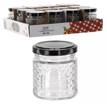 Befőttes üveg  80ml+tető kristály mintás