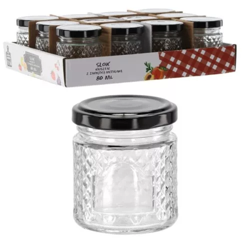 Befőttes üveg  80ml+tető kristály mintás
