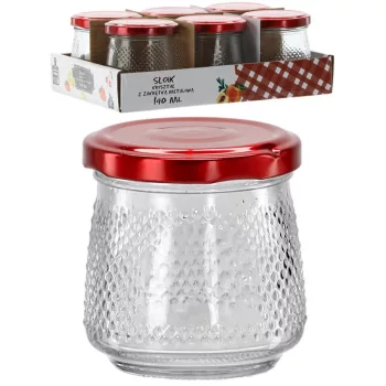 Befőttes üveg  140ml+tető nyomott mintás