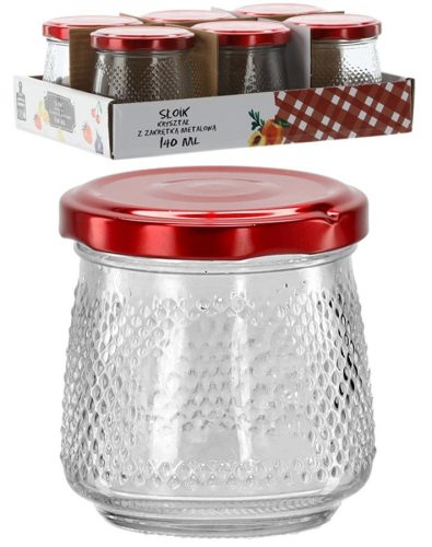 Befőttes üveg nyomott mintás 140ml+tető