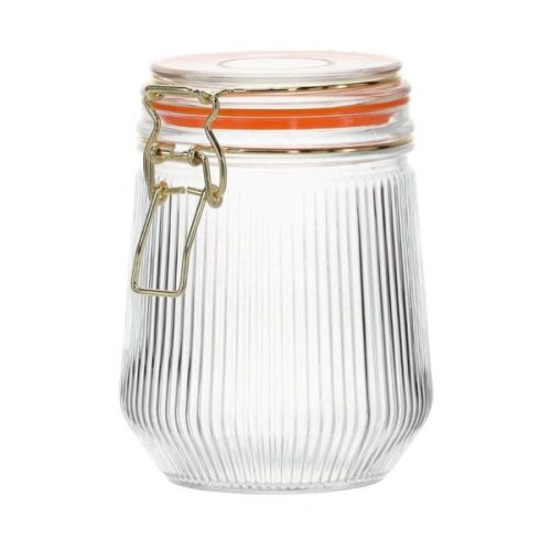 Befőttes üveg csíkos csatos 65ml+tető