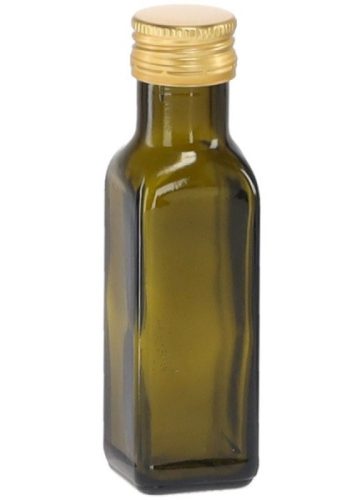 Üveg 0,1L szögletes oliva zöld Marasca