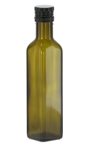 Üveg 0,25L szögletes oliva zöld Marasca