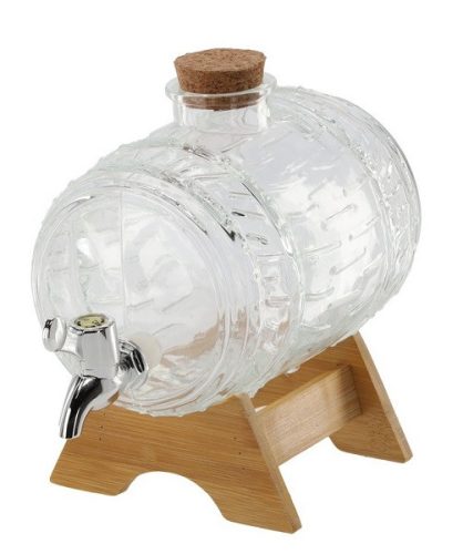 Üveg 1,5L hordó csappal fa lábbal