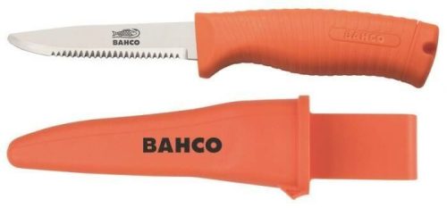 BAHCO túlélőkés acél fogazott kés+fluoreszkáló tok