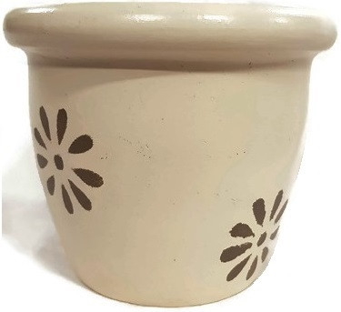 Virágcserép kerámia mintás beige/barna 17,5cm