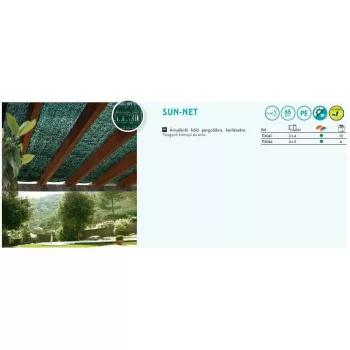 Árnyékoló háló 3x4m 70% UV álló zöld SUN-NET