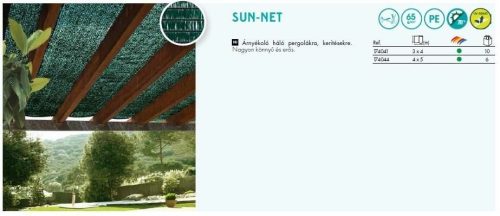 Árnyékoló háló 3x4m 70% UV álló zöld SUN-NET
