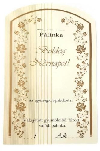 Pálinkásüveg cimke "Boldog névnapot" 10db/cs arany