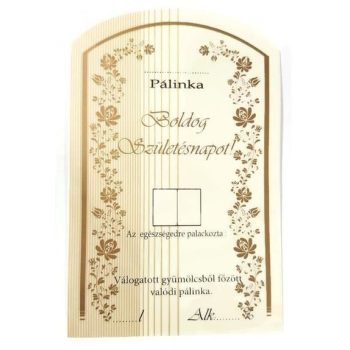 Pálinkásüveg cimke "Boldog szülinapot10db/cs arany