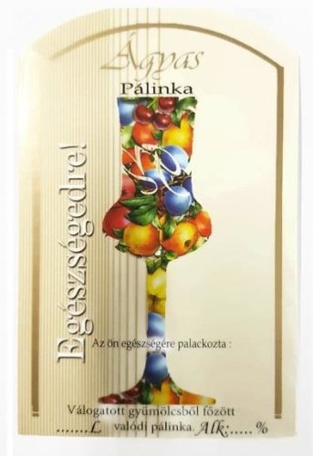 Pálinkásüveg cimke ágyas pálinka 10db/cs