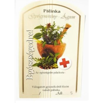 Pálinkásüveg cimke gyógynövény ágyon 10db/cs