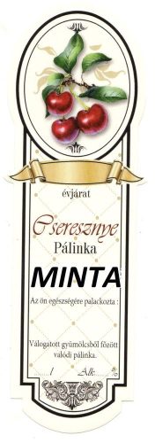 Pálinkásüveg cimke hosszú cseresznye 10db/cs