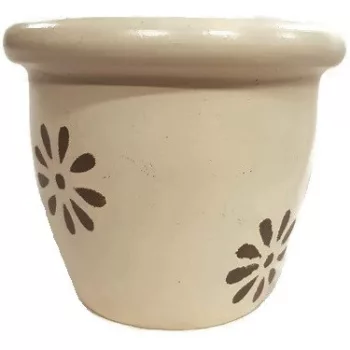 Virágcserép kerámia mintás beige/lila 17,5cm