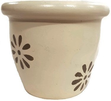 Virágcserép kerámia mintás beige/lila 17,5cm