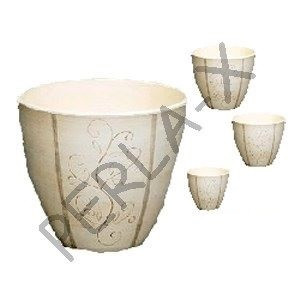 Kaspó kerámia mintás vajszín 22cm