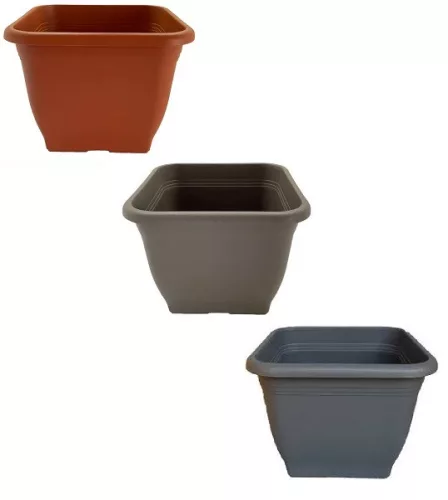Virágcserép műanyag szögletes Top 14x14cm kávé bar