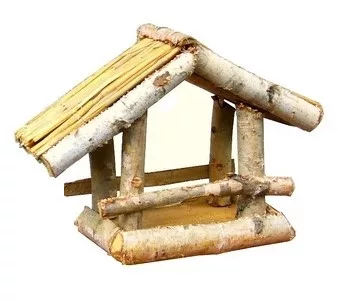 Madáretető erdei nyírfa natúr 33x24x13cm