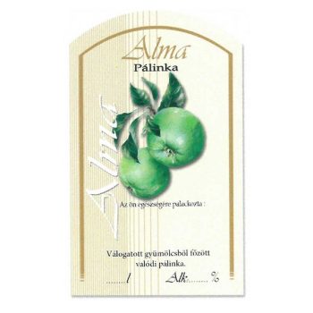 Pálinkásüveg cimke zöld alma 10db/cs