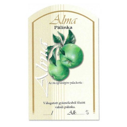 Pálinkásüveg cimke zöld alma 10db/cs