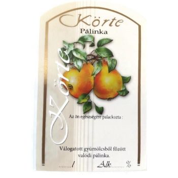Pálinkásüveg cimke körte 10db/cs