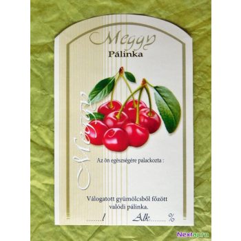 Pálinkásüveg cimke meggy 10db/cs