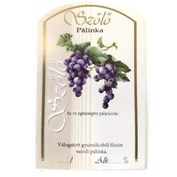 Pálinkásüveg cimke szőlő vörös 10db/cs