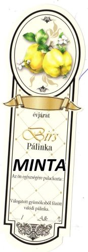Pálinkásüveg cimke hosszú birs 10db/cs