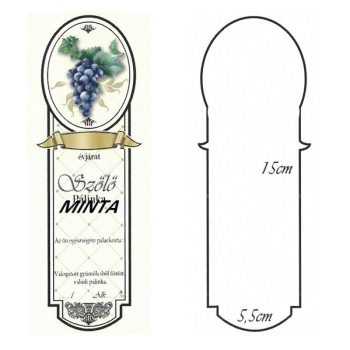 Pálinkásüveg cimke hosszú kék szőlő 10db/cs