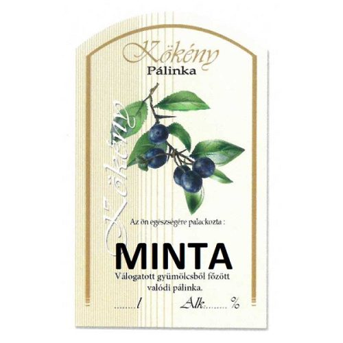Pálinkásüveg cimke kökény 10db/cs