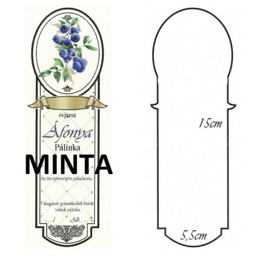 Pálinkásüveg cimke hosszú áfonya 10db/cs