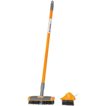 Térkő tisztító kefe szett+tel.nyél