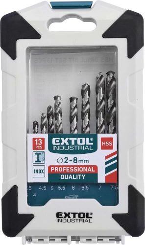 EXTOL fémcsigafúró klt. 13db HSS 9341/M2 2-8mm