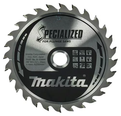 Makita T2 körfűrészlap merülő 165x20mm Z28