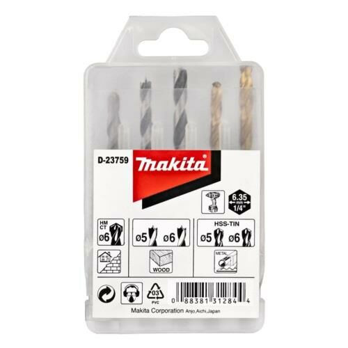 Makita hatszög befogású fúrókészlet fa/fém/kőzet 5